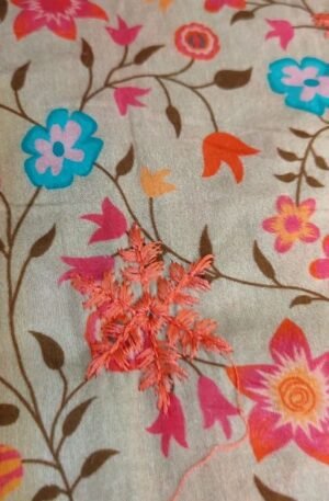 অফ হোয়াইট কালার সফট কটন আনস্টিচড থ্রি পিস